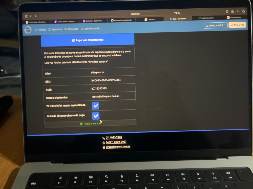 My new Mac with the Siderplast website open