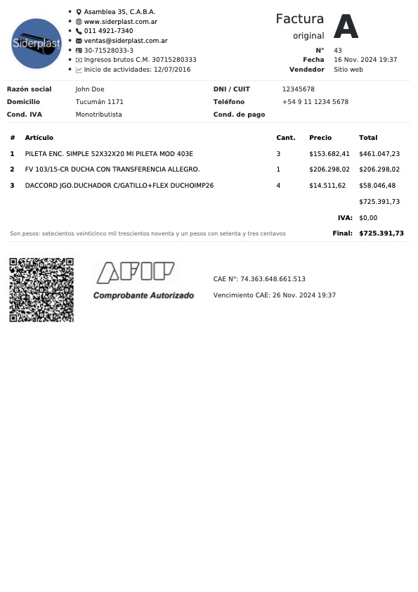 Example invoice