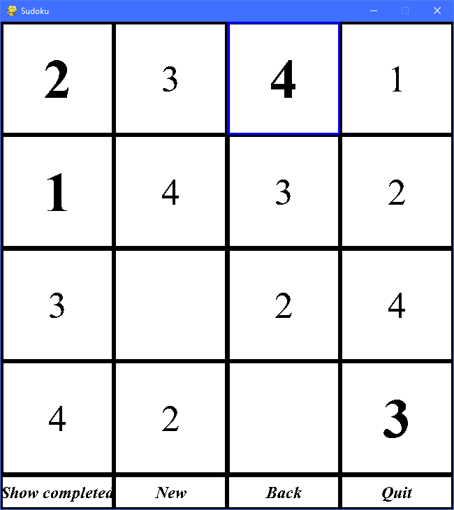 4 × 4 sudoku gameplay