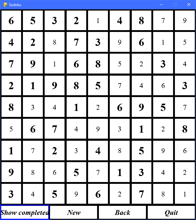 9 × 9 sudoku solved