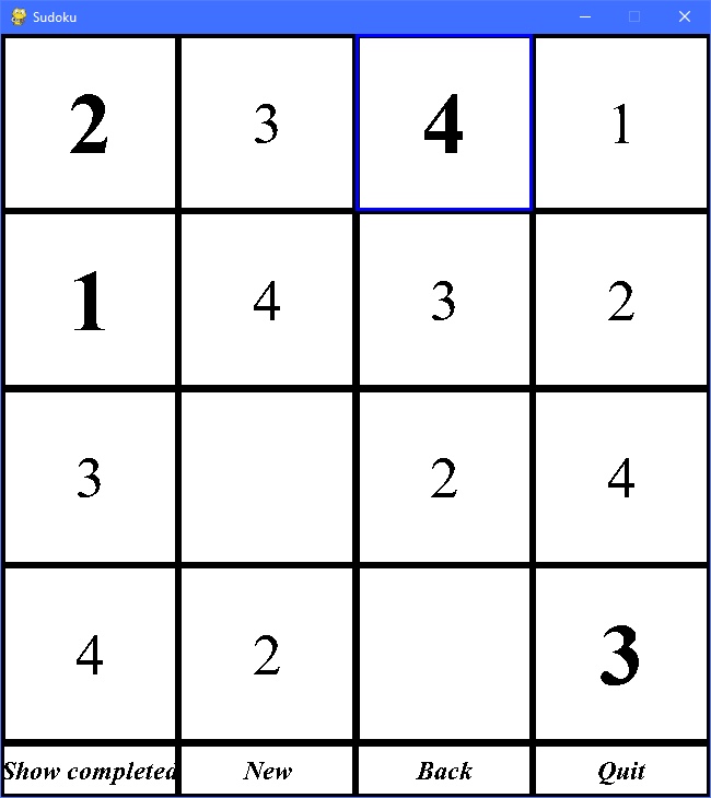 4 × 4 sudoku gameplay